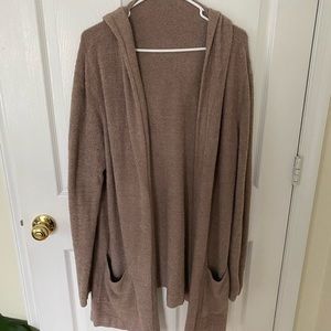 Barefoot Dreams Cozychic Lite Long Cardigan with Hood XL Seashore Cardigan